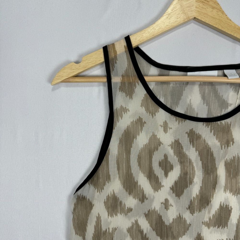 New York & Company Sheer Tank Top Blouse Beige Womens Size Small Open Back Top - Picture 4 of 12